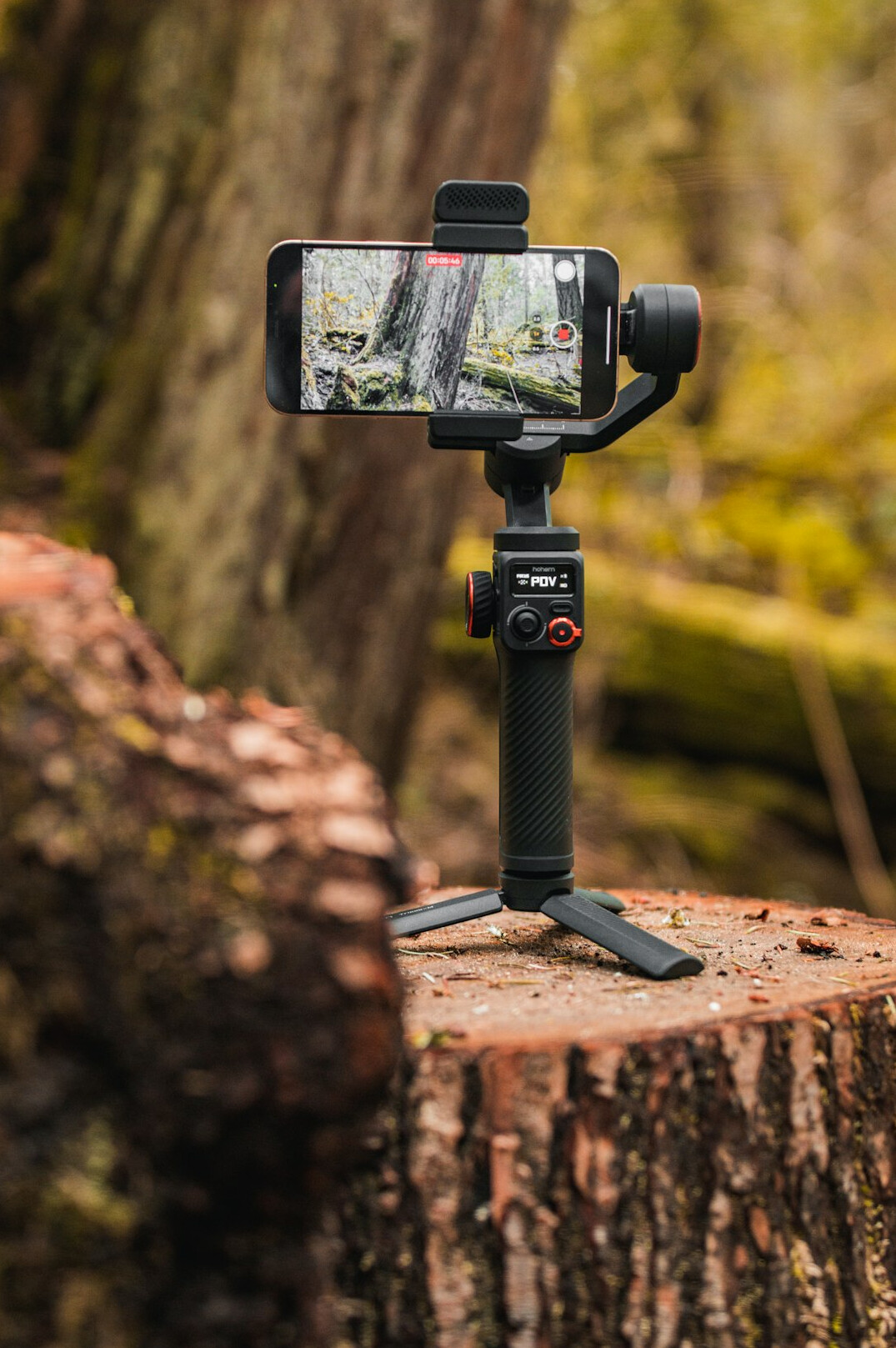 smartphone on gimbal stabilizer